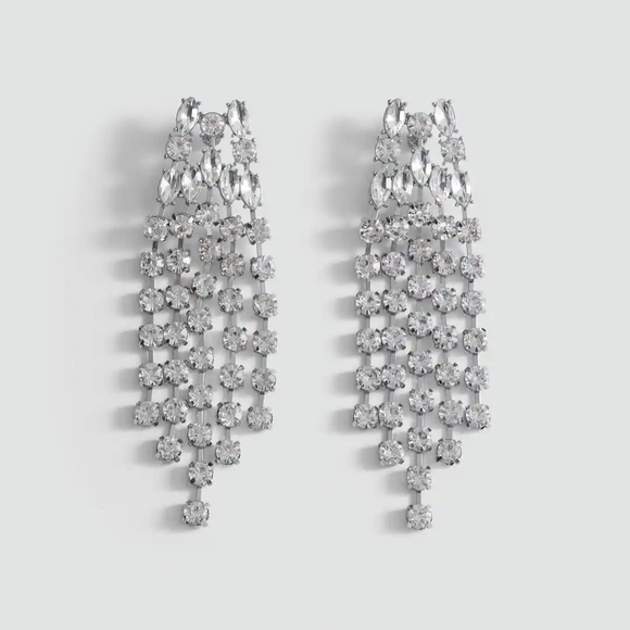 Mango Jewelry - Mango Silver Crystal Cascade Earrings